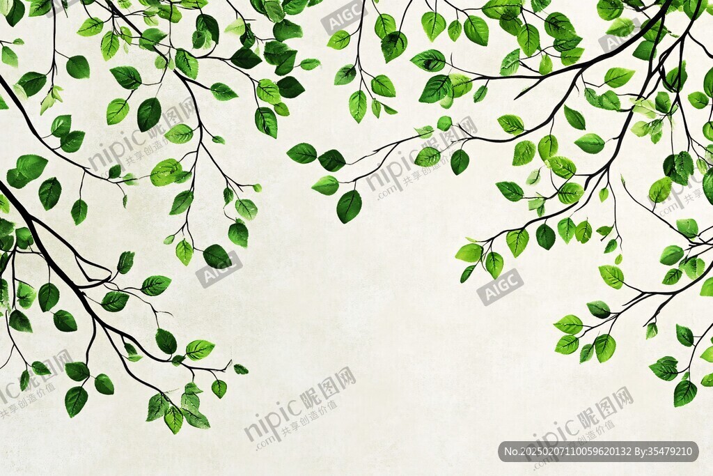 抽象背景墻樹枝樹葉