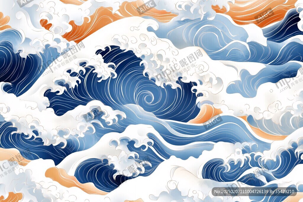 浪濤翻滾包裝底紋