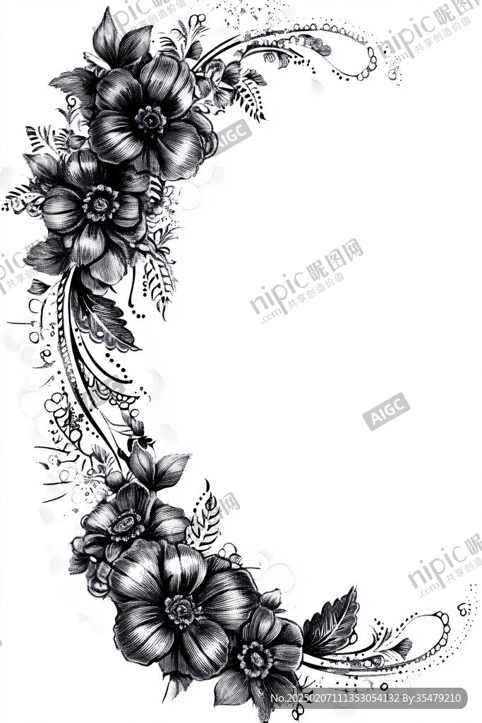 深色底花稿