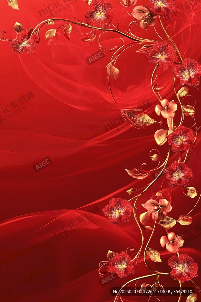 紅色背景花瓣鮮花