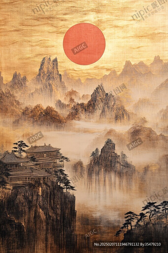 旭日東升畫卷