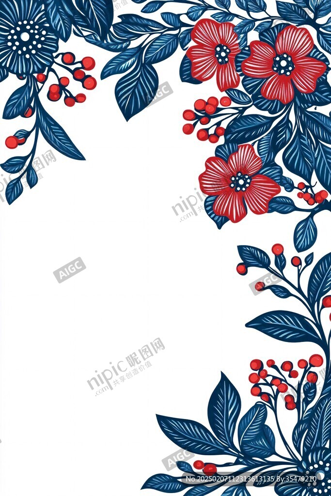 紅色鮮花邊框