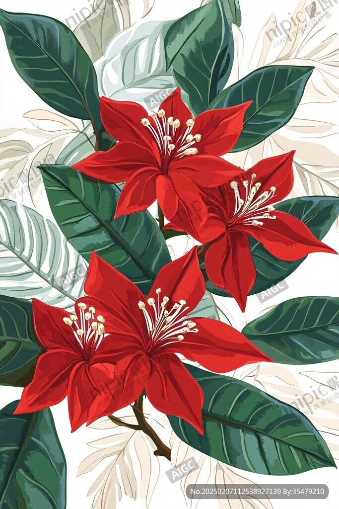 一品紅插畫(huà)