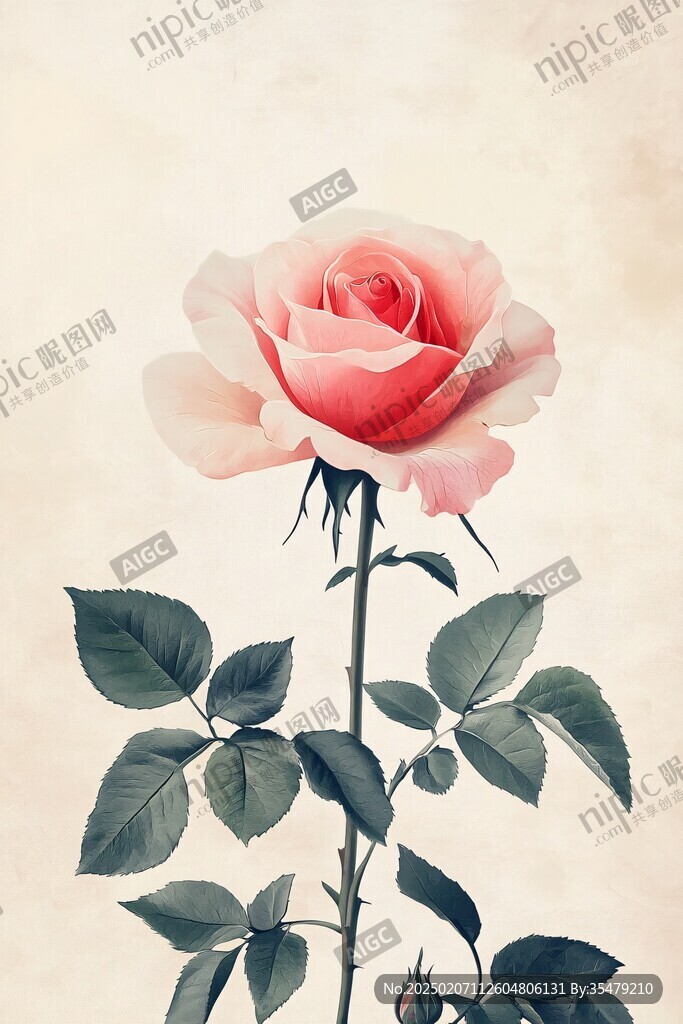一支玫瑰花朵盛開鮮花