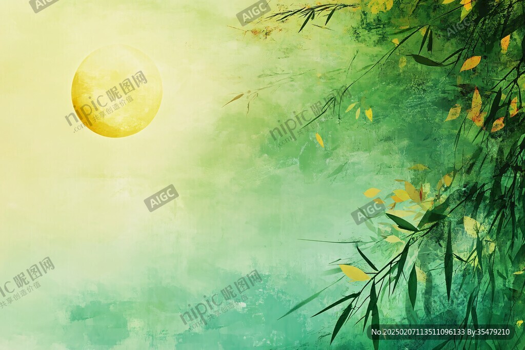 竹林圓月