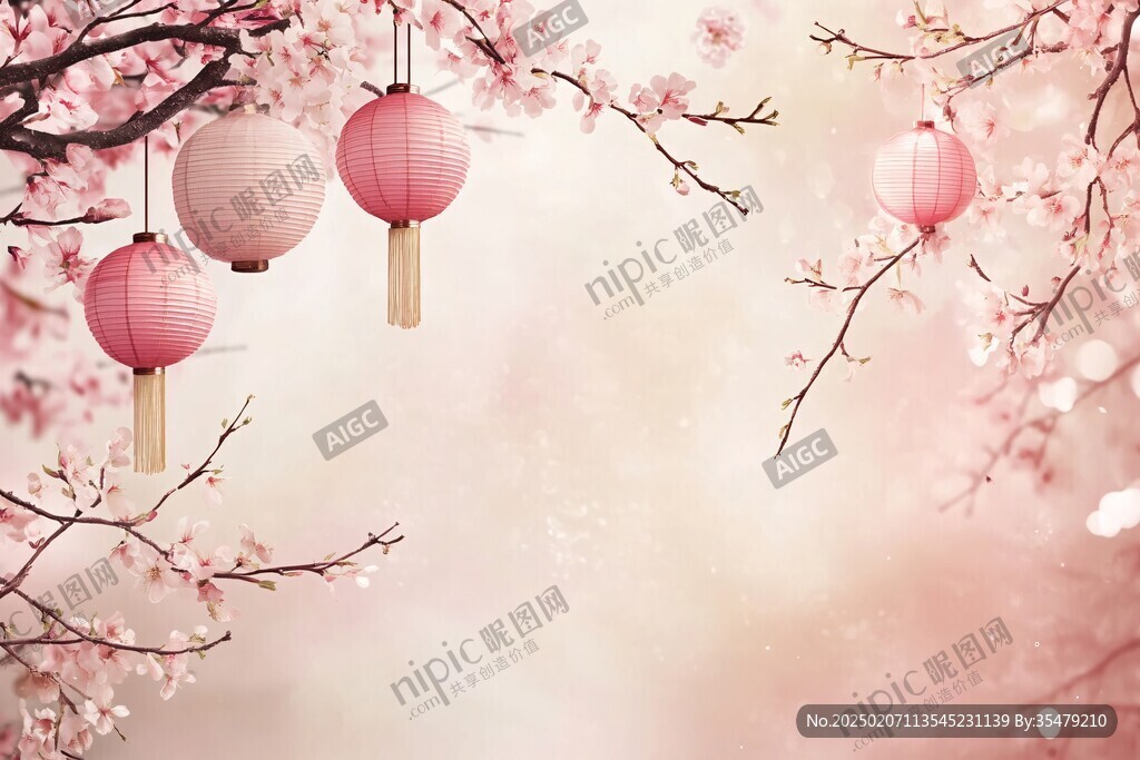 燈籠梅花背景圖