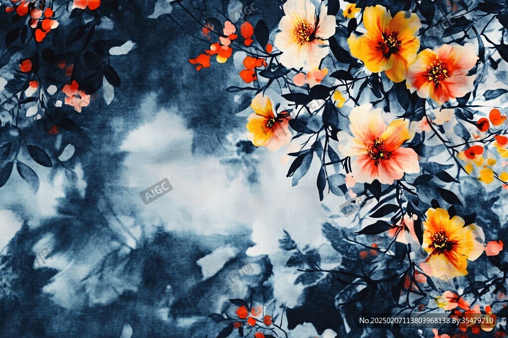 水墨石榴花
