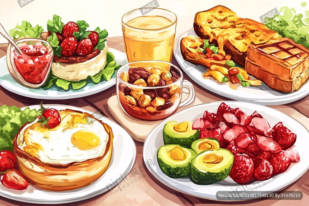 早餐美食插畫