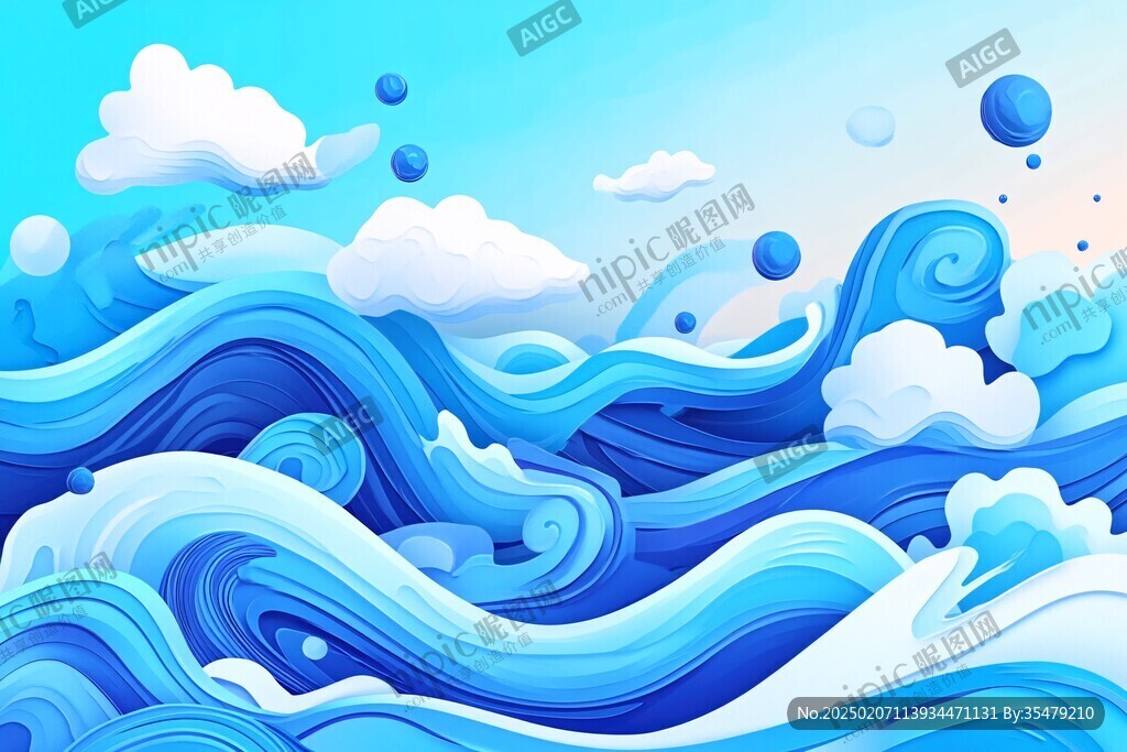 插畫浪花
