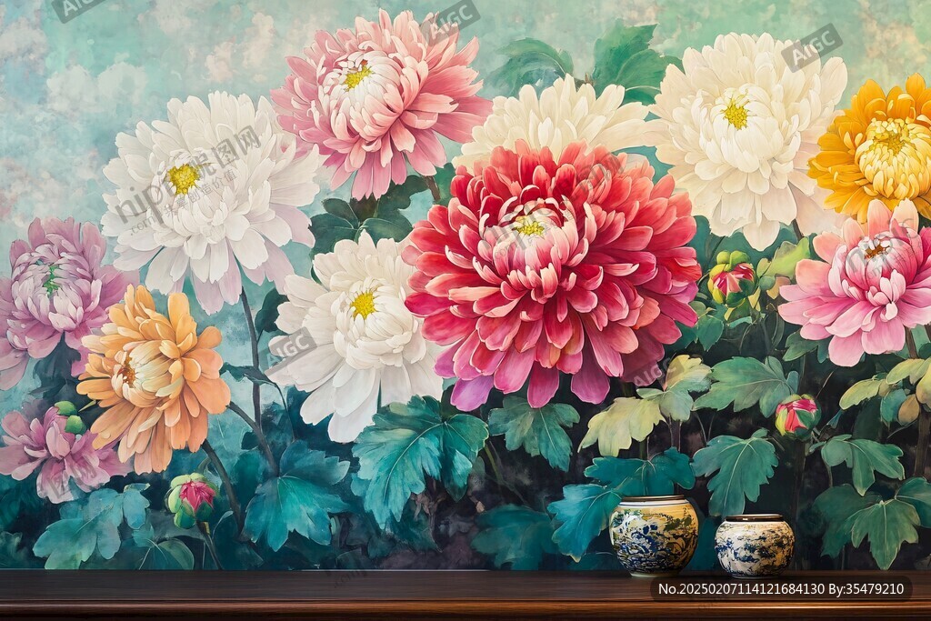 菊花壁畫