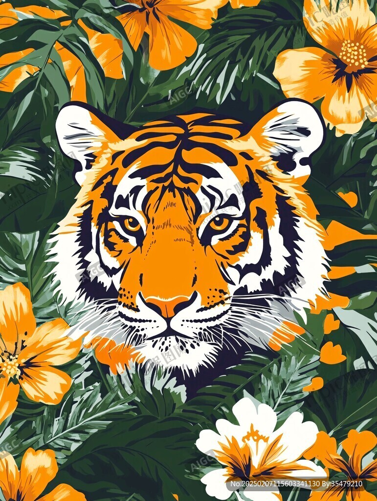 虎元素插畫
