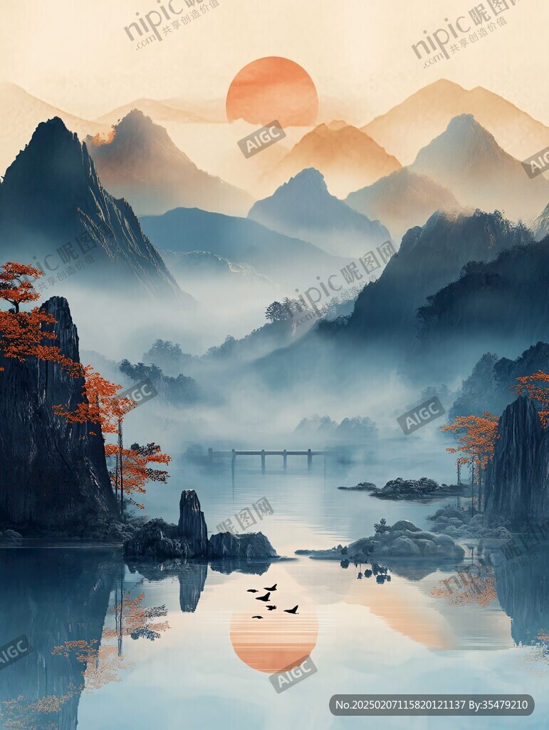 新中式禪意山水風(fēng)景