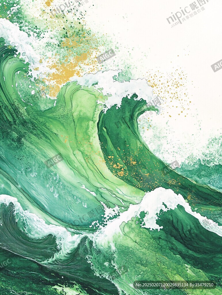 古風海浪包裝插畫