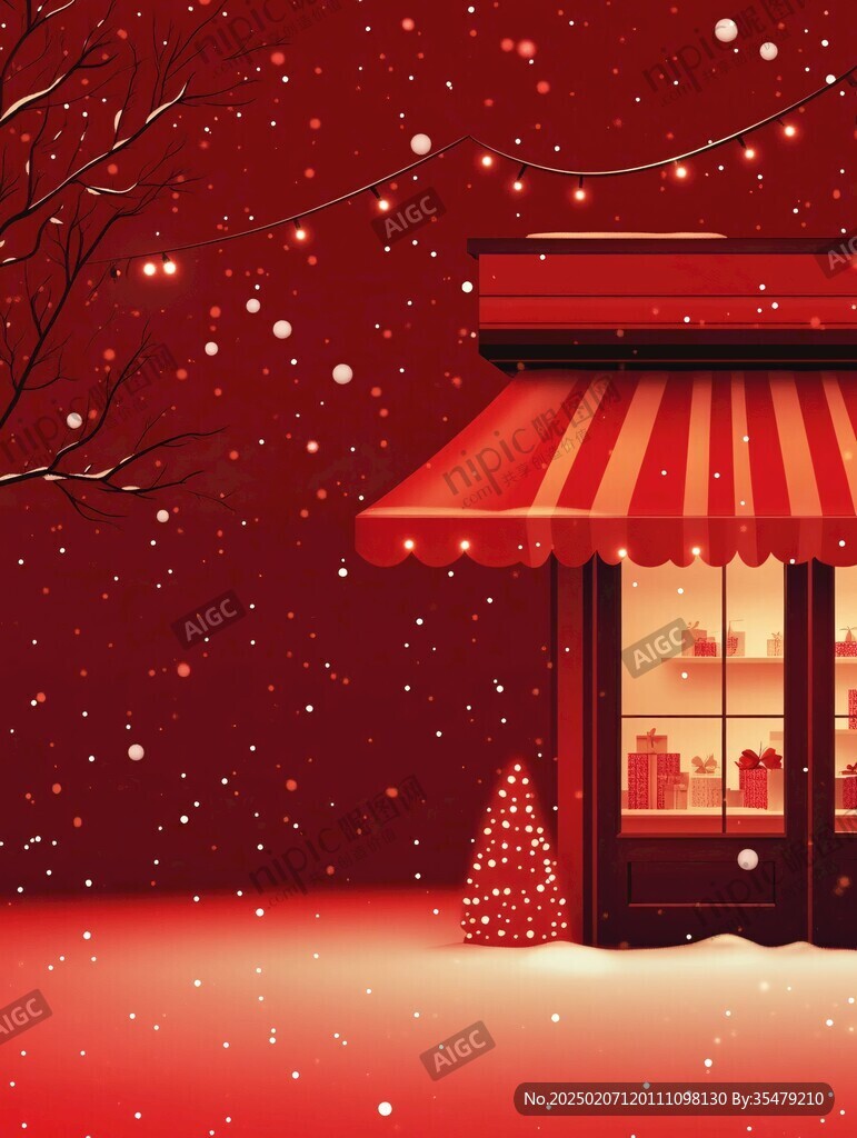 圣誕節(jié)雪景插畫(huà)