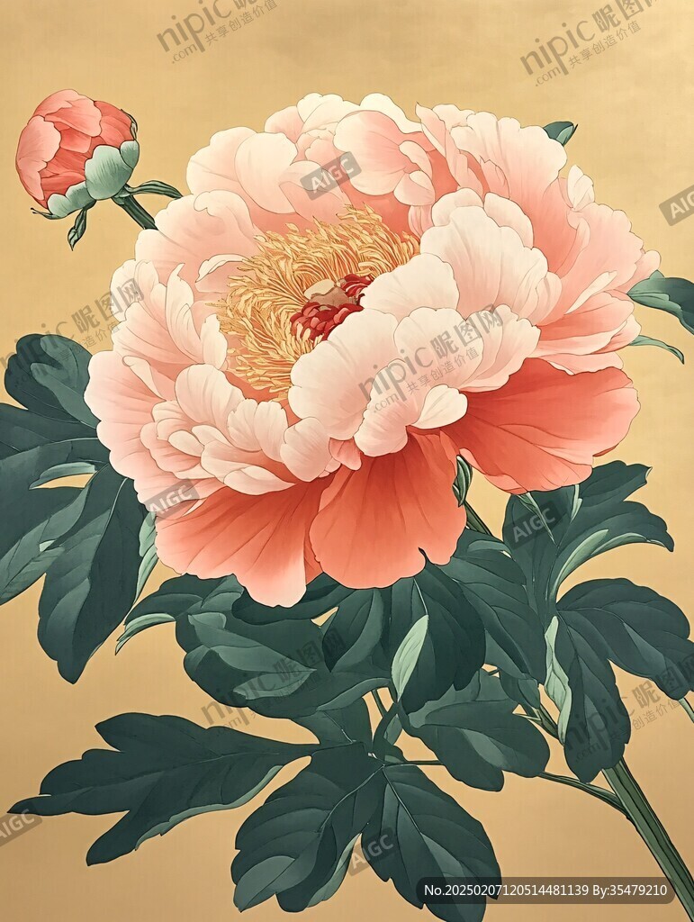 描金牡丹