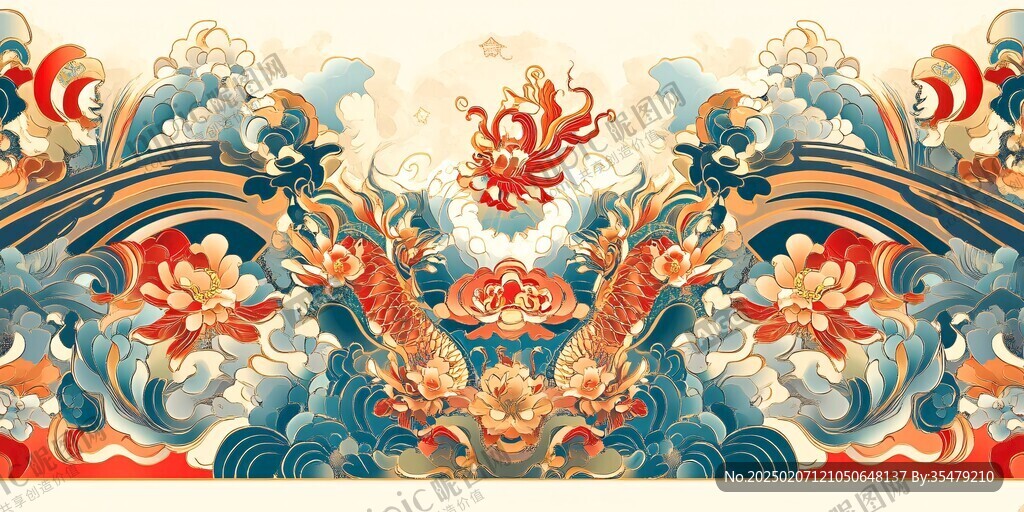 吉祥喜氣海水江崖紋