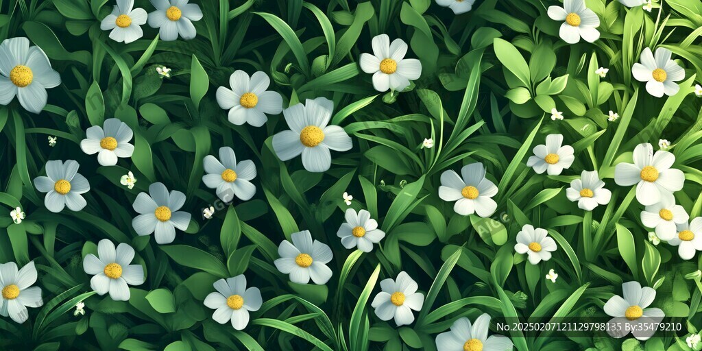 綠葉白花壁紙