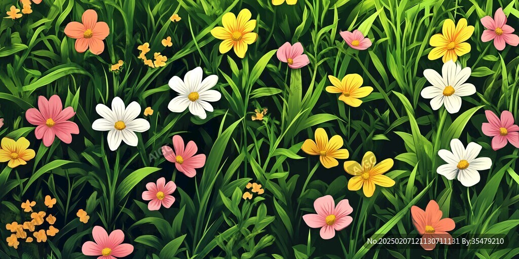 綠草鮮花背景