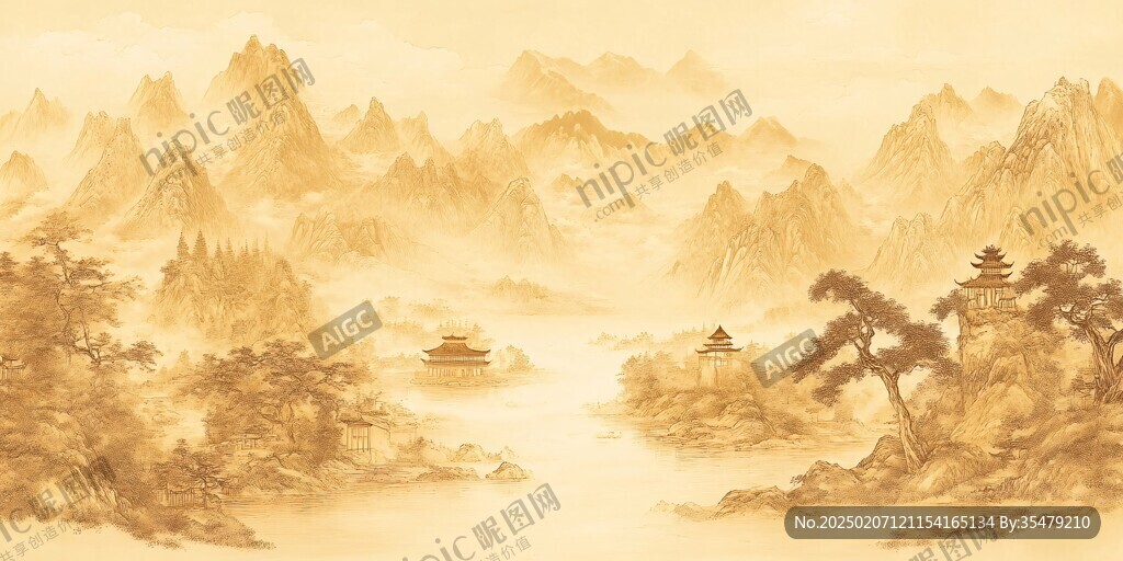 工筆畫金碧山水