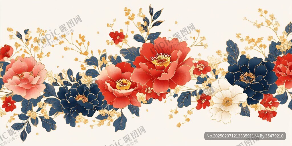 新中式牡丹花