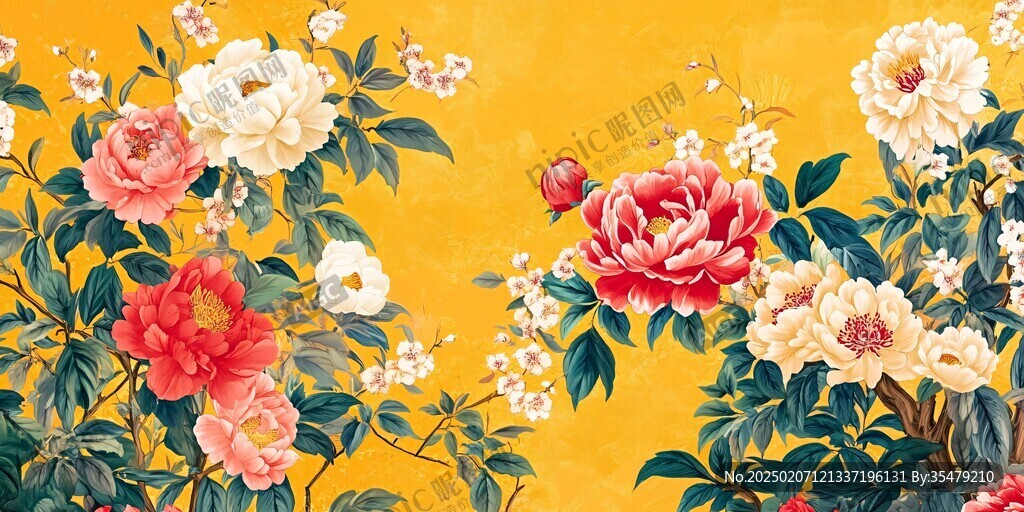 新中式牡丹花鳥(niǎo)圖