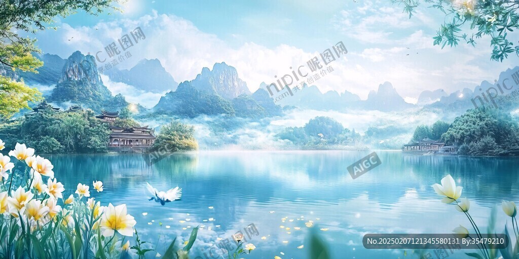 古風山水場景