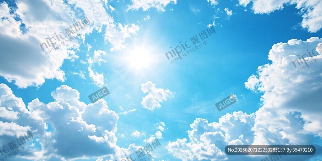 藍天白云太陽光