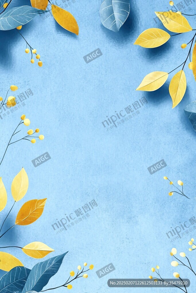 樹葉藍背景
