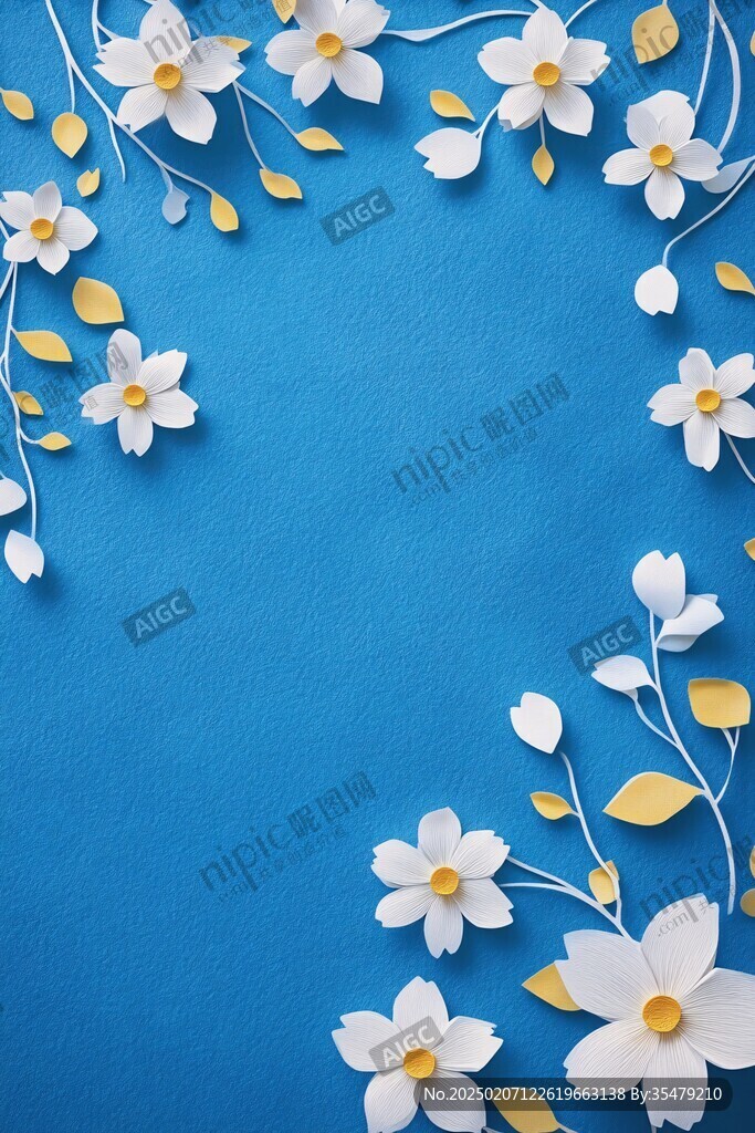 白色小花藍(lán)色背景