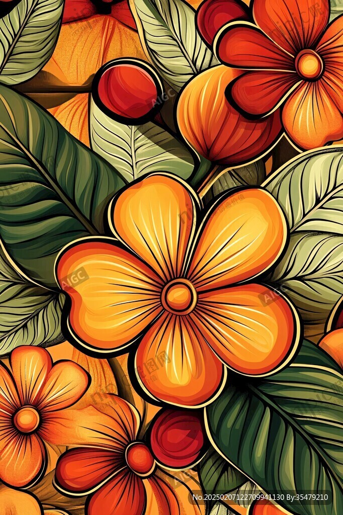 3d浮雕繽紛花卉