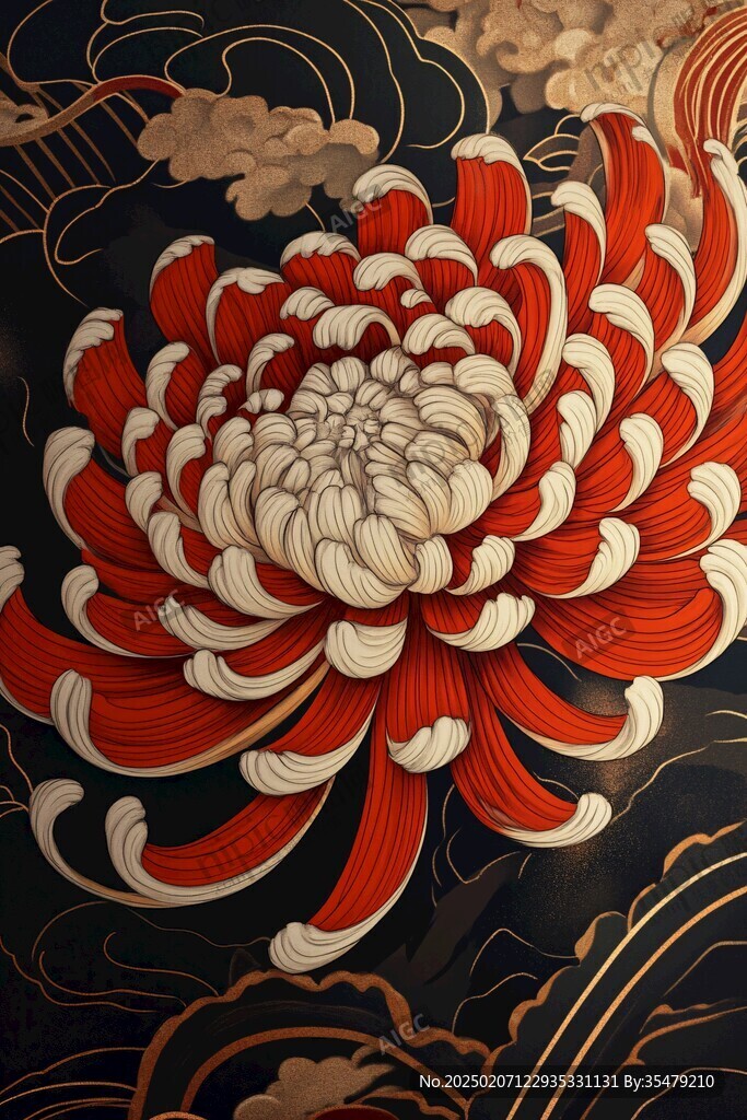 牡丹花線描金輕奢