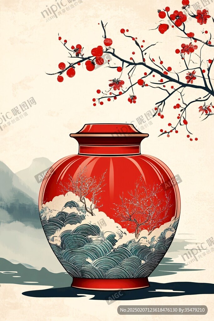 插畫酒壇