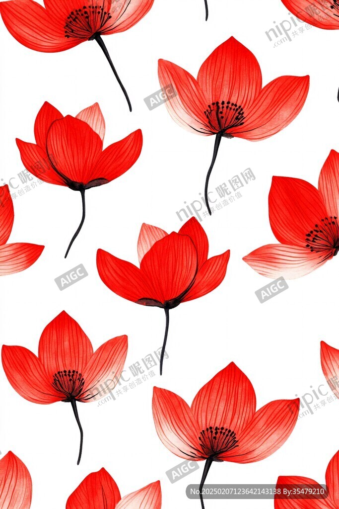 紅蓮花荷花花卉圖案