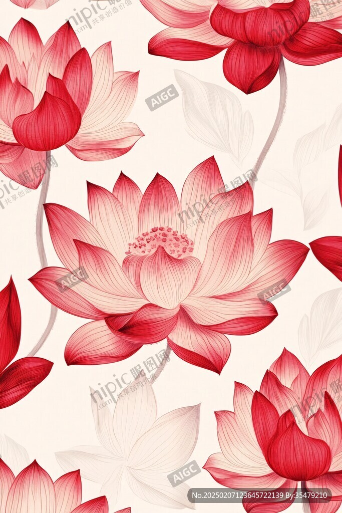 紅蓮花荷花花卉圖案