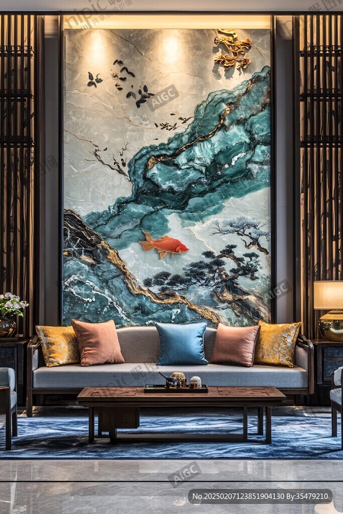 酒店錦鯉裝飾畫(huà)