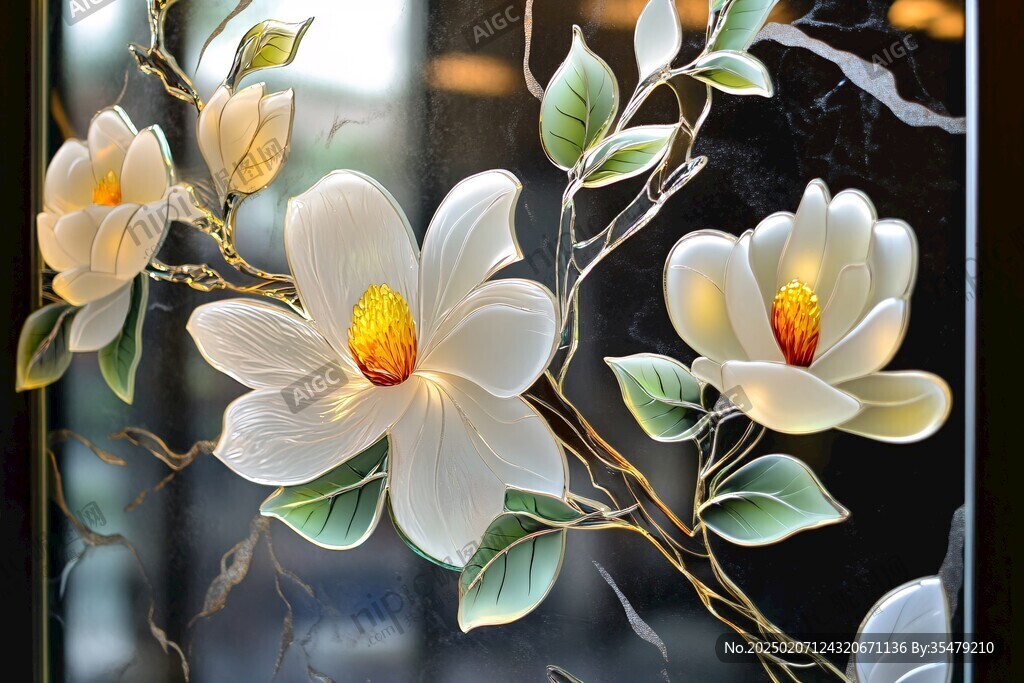 藝術(shù)玻璃手繪花卉