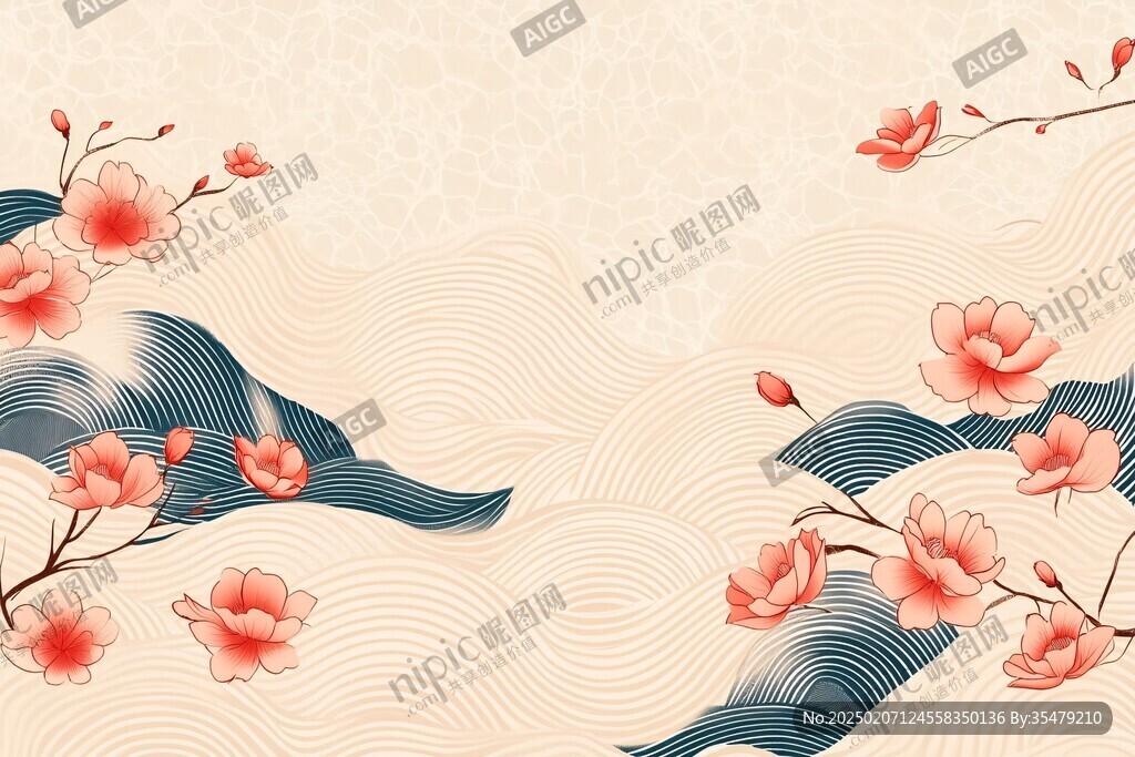 新中式桃花背景