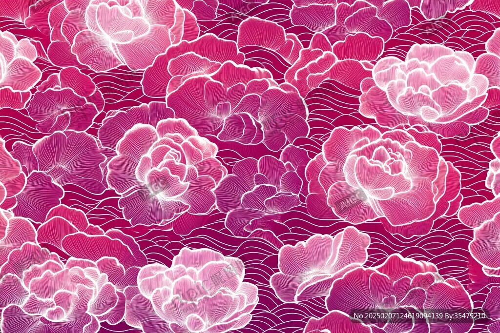粉色牡丹花水紋