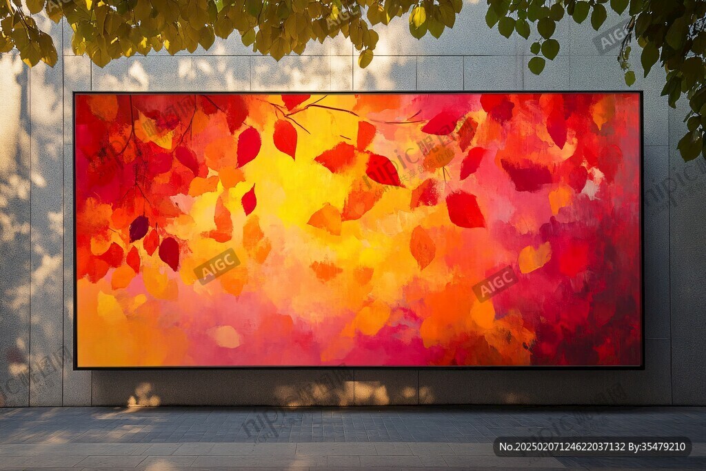 落地紅葉壁畫
