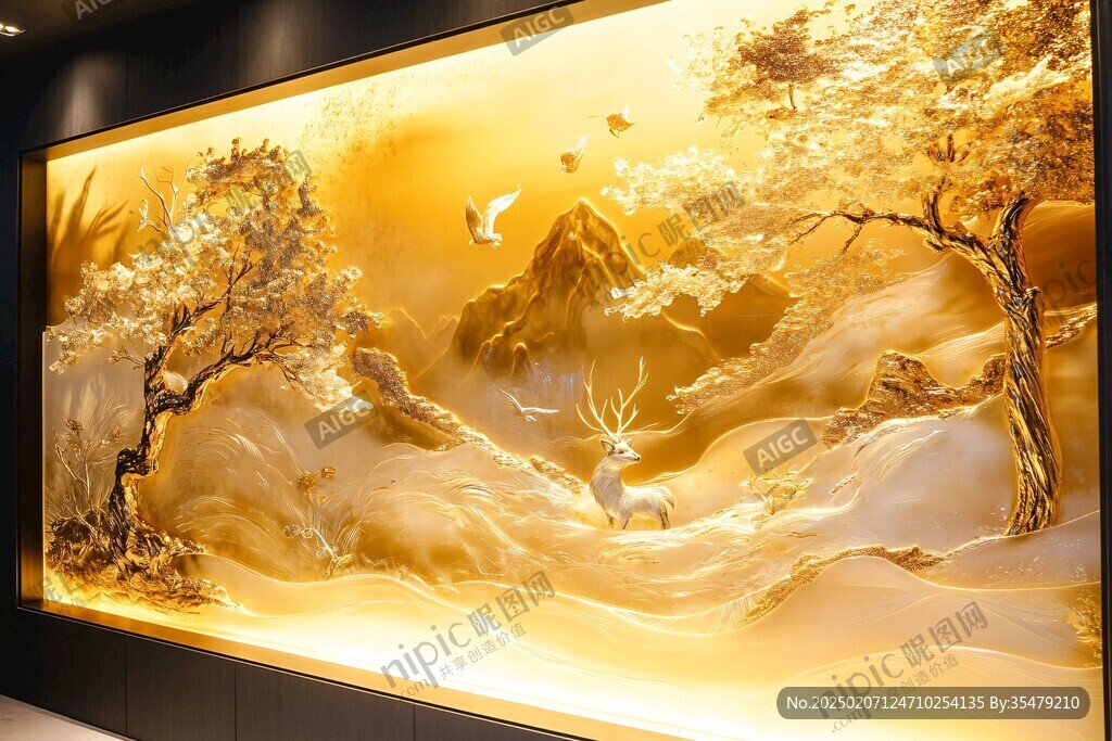 金鹿輕奢壁畫