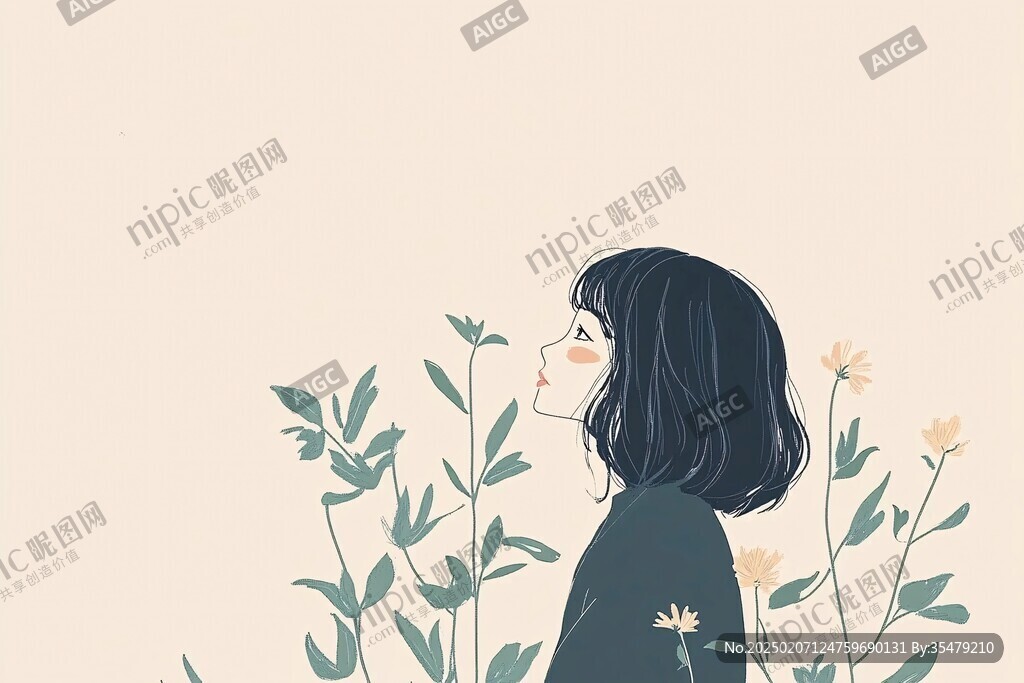 文藝女生插畫