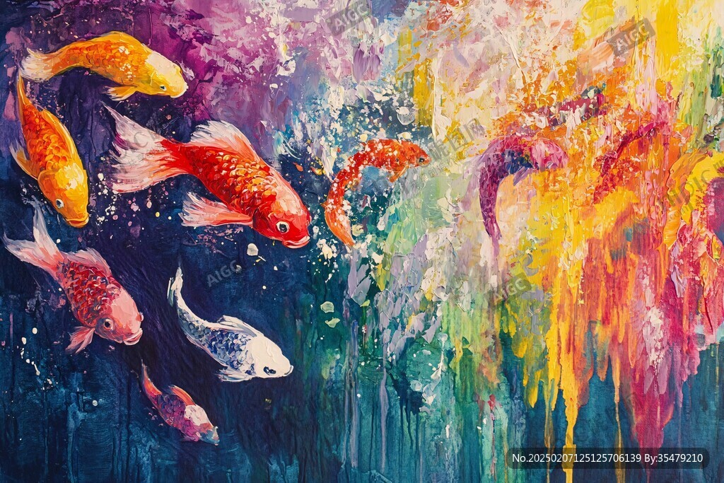 錦鯉油畫
