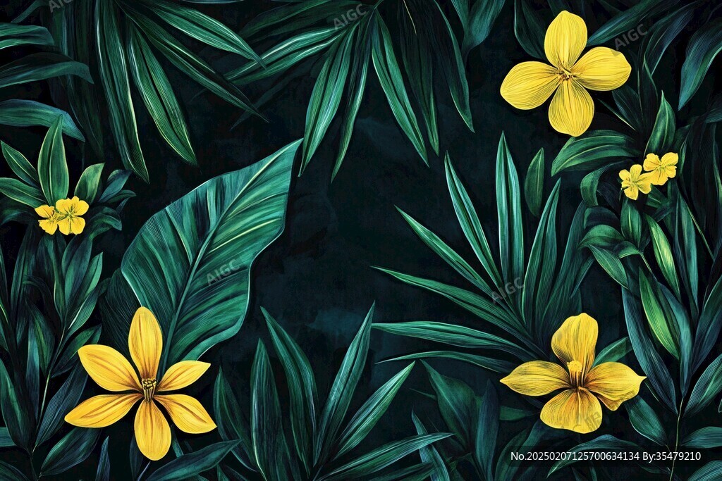 鮮花綠葉背景圖