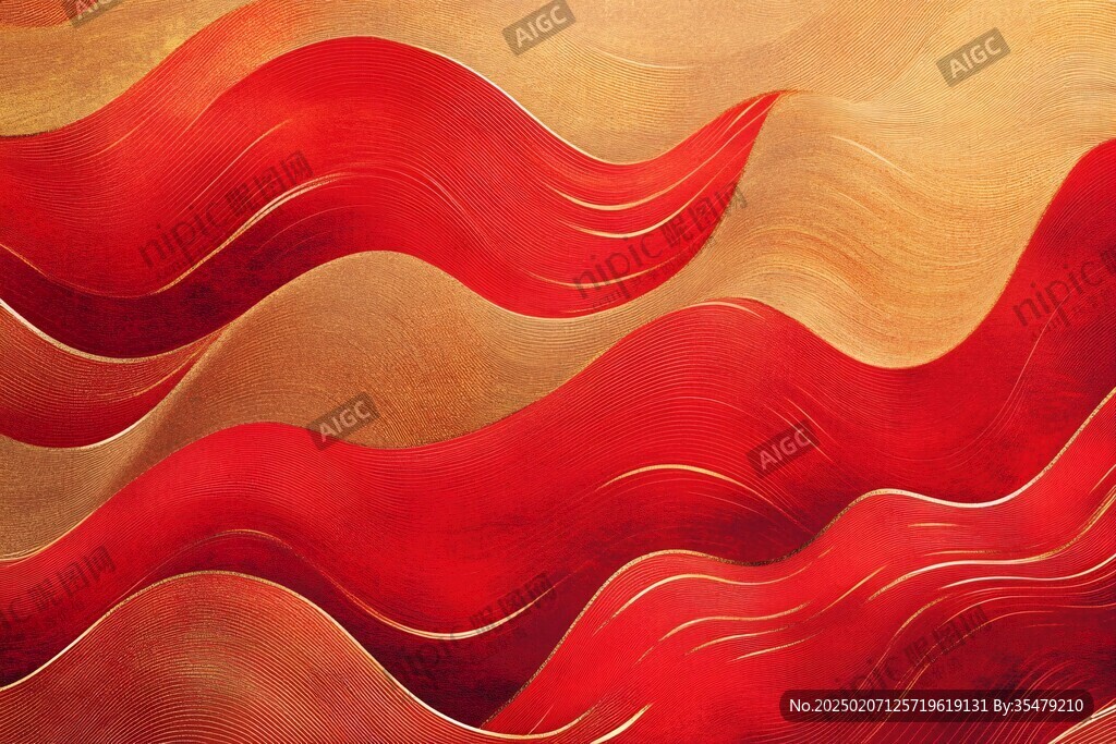 紅色喜慶炫麗流體畫