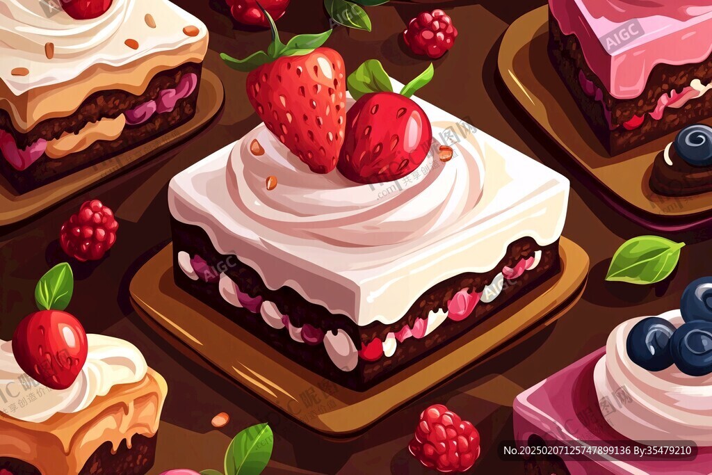 水果蛋糕插畫