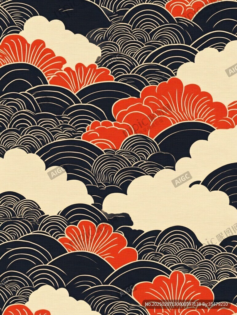 日式浪花背景