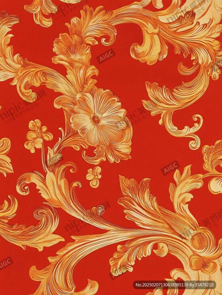 尊貴奢華紅色花紋