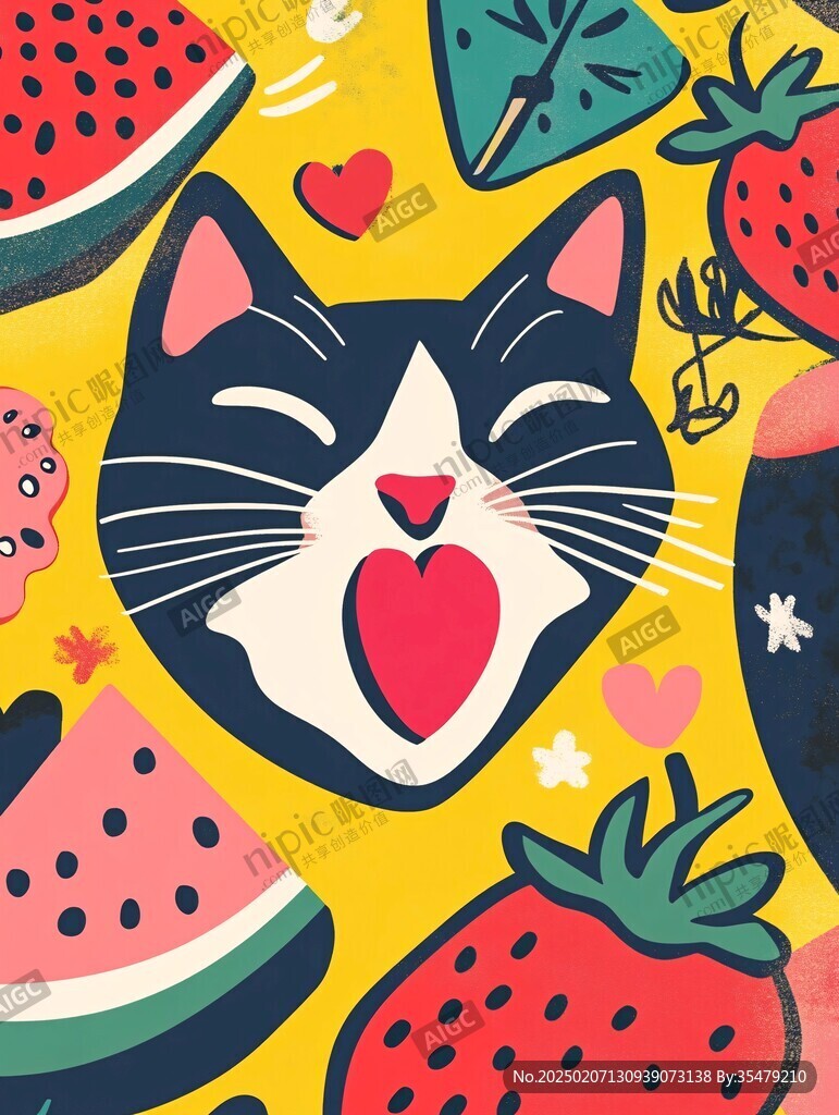 饞嘴貓插畫