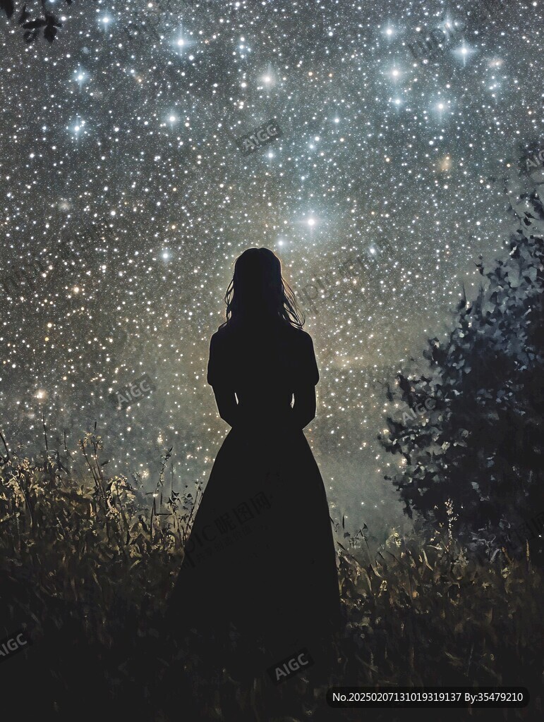 星辰大海女孩背影