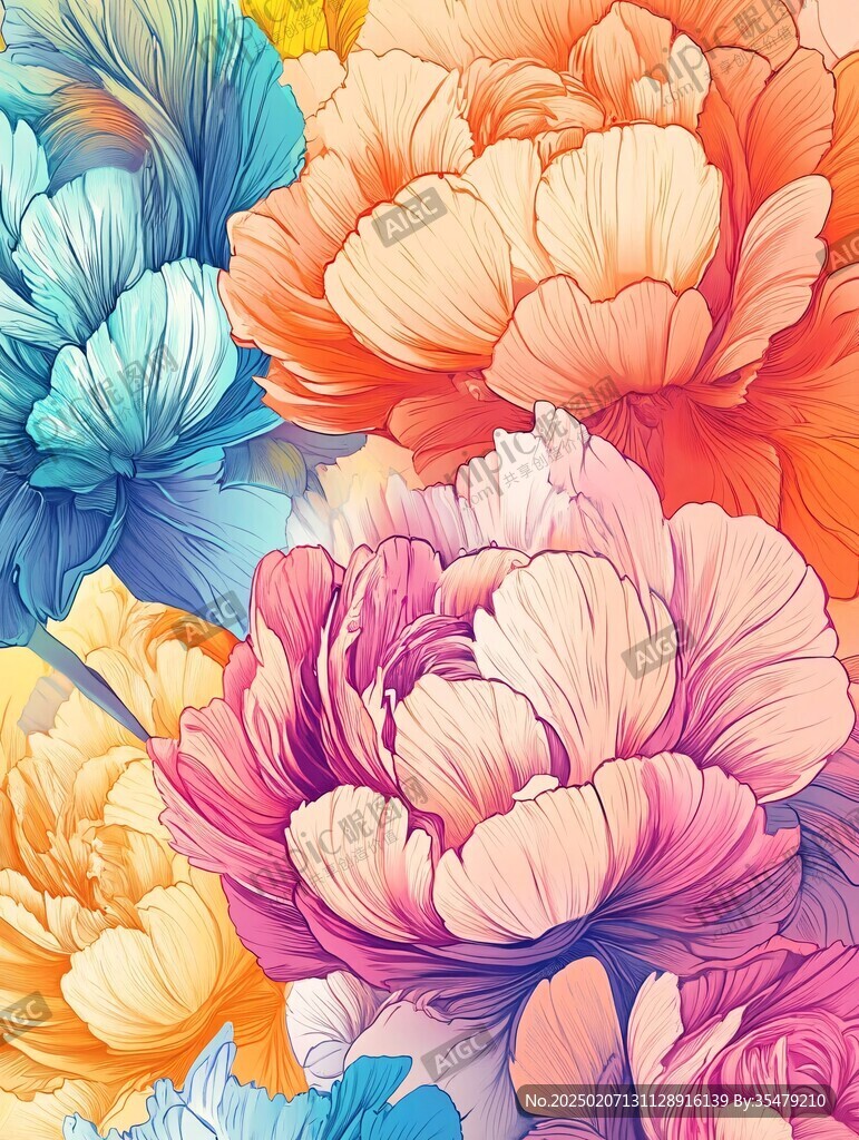 彩色繽紛花朵炫麗綻放